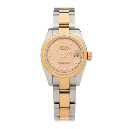 Rolex Stainless Steel 18K Everose Gold Diamond 26mm Oyster Perpetual Datejust Watch Champagne 179161 1 of 4
