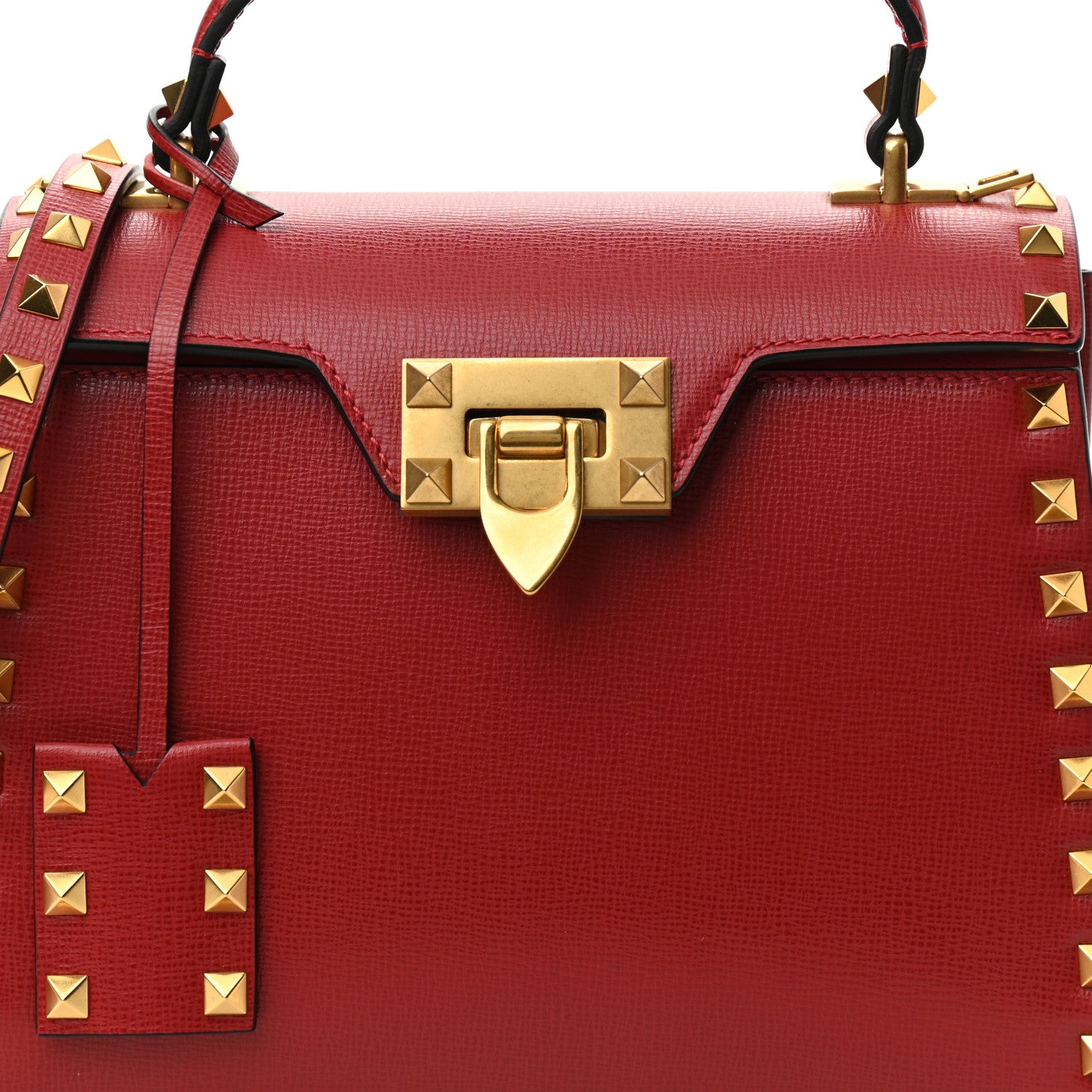 Valentino Garavani Grainy Calfskin Small Rockstud Alcove Top-Handle Flap Bag Rouge Pur 6 of 8