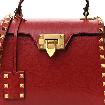 Valentino Garavani Grainy Calfskin Small Rockstud Alcove Top-Handle Flap Bag Rouge Pur 6 of 8