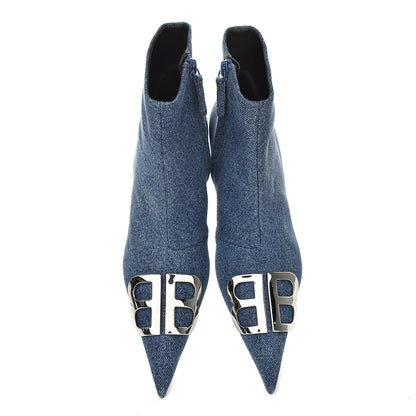 Balenciaga Denim BB Pointy Toe Ankle Booties 35.5 Light Bleu 5 of 9