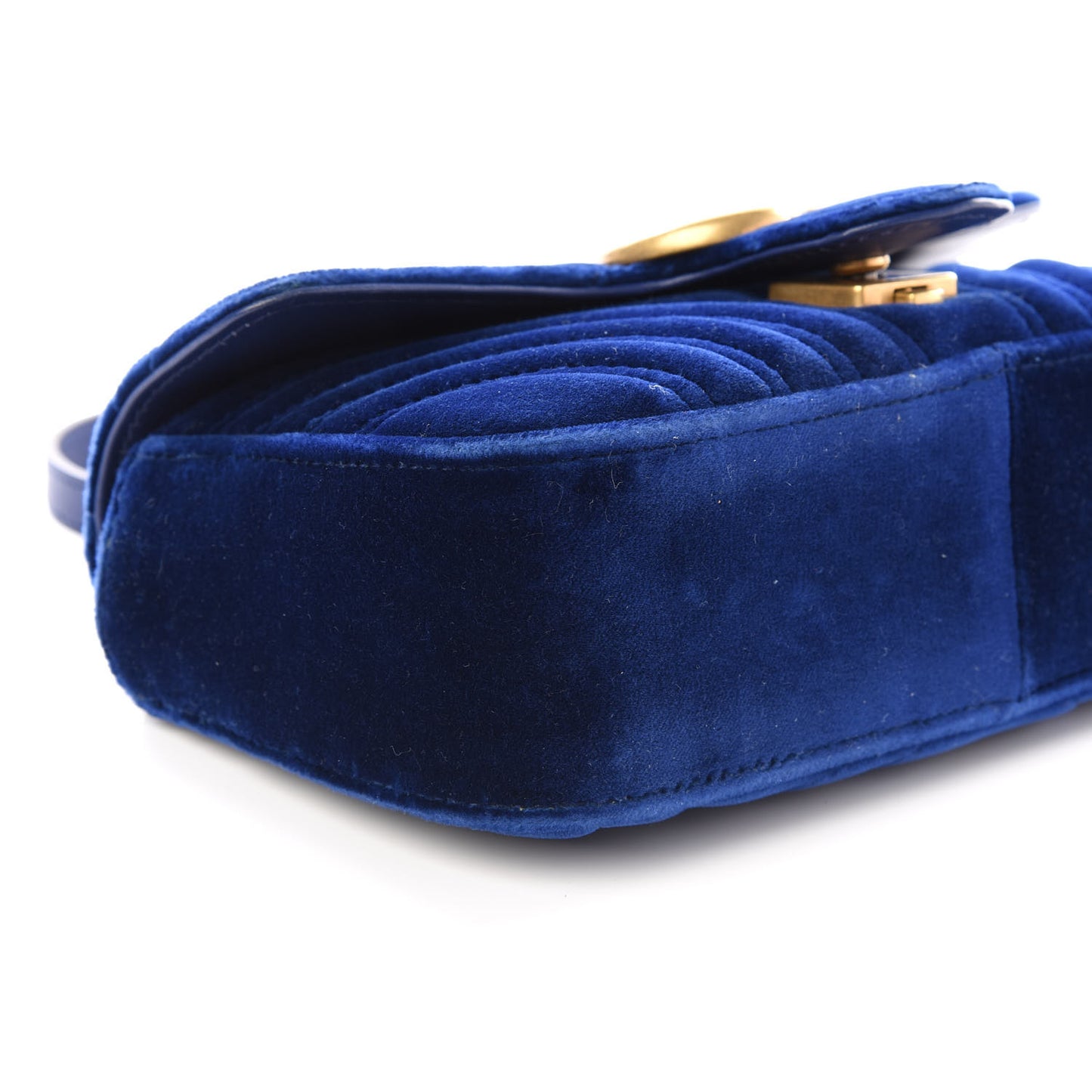 Velvet Matelasse Mini GG Marmont Shoulder Bag Cobalt Blue