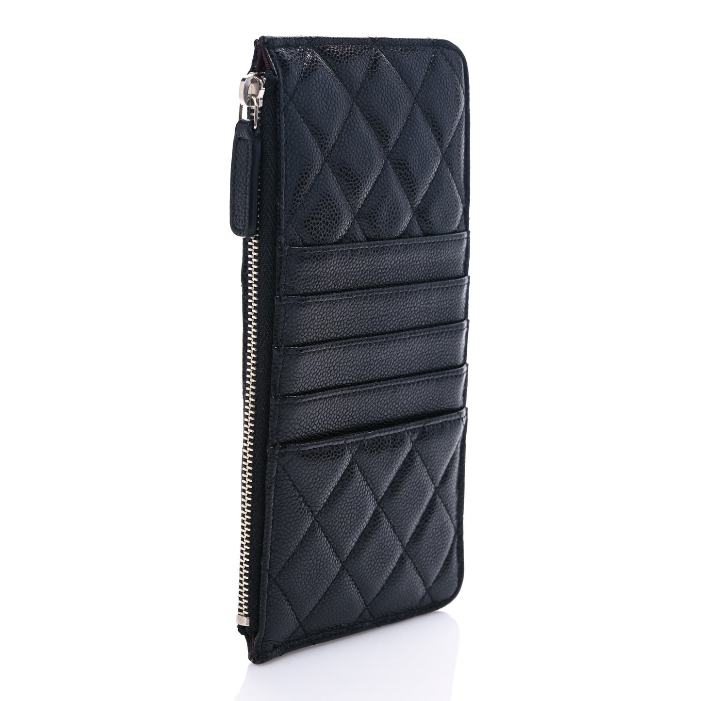 Caviar Quilted Classic Flat Wallet Pouch Black
