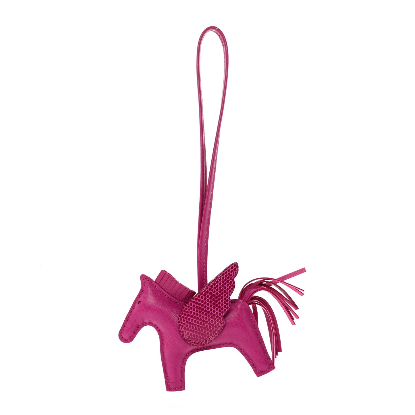 Milo Lambskin Lizard Touch Grigri Rodeo Pegase Horse Bag Charm PM Rose Poupre