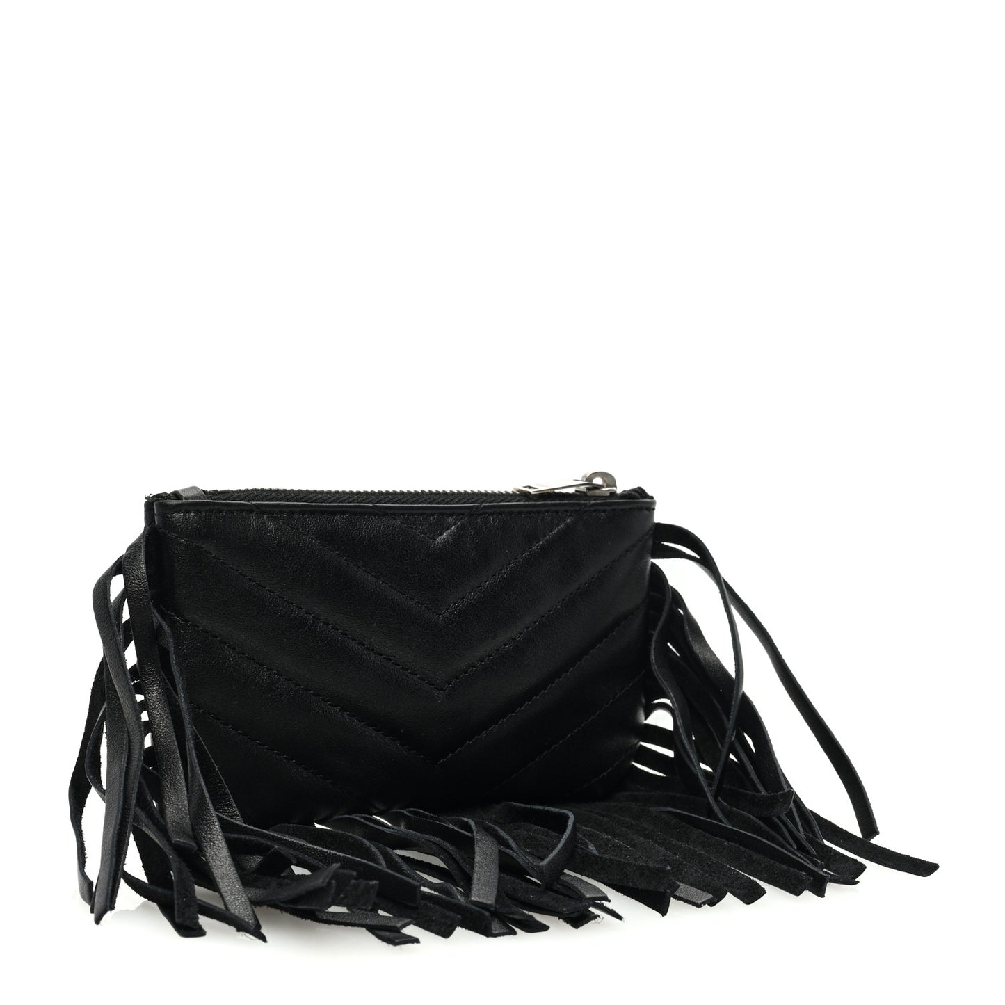 Calfskin Monogram Small Fringe Key Pouch Black
