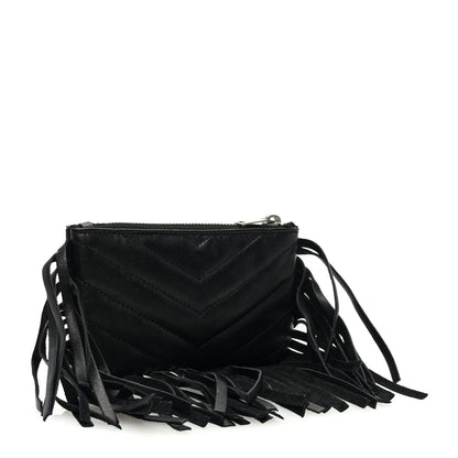 Saint Laurent Calfskin Monogram Small Fringe Key Pouch Black 3 of 7