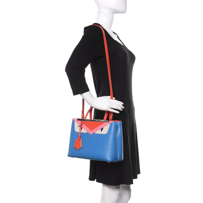 Fendi Vitello Elite Monster Petite 2Jours Tote Blue Royal Papavero Multicolor 2 of 10