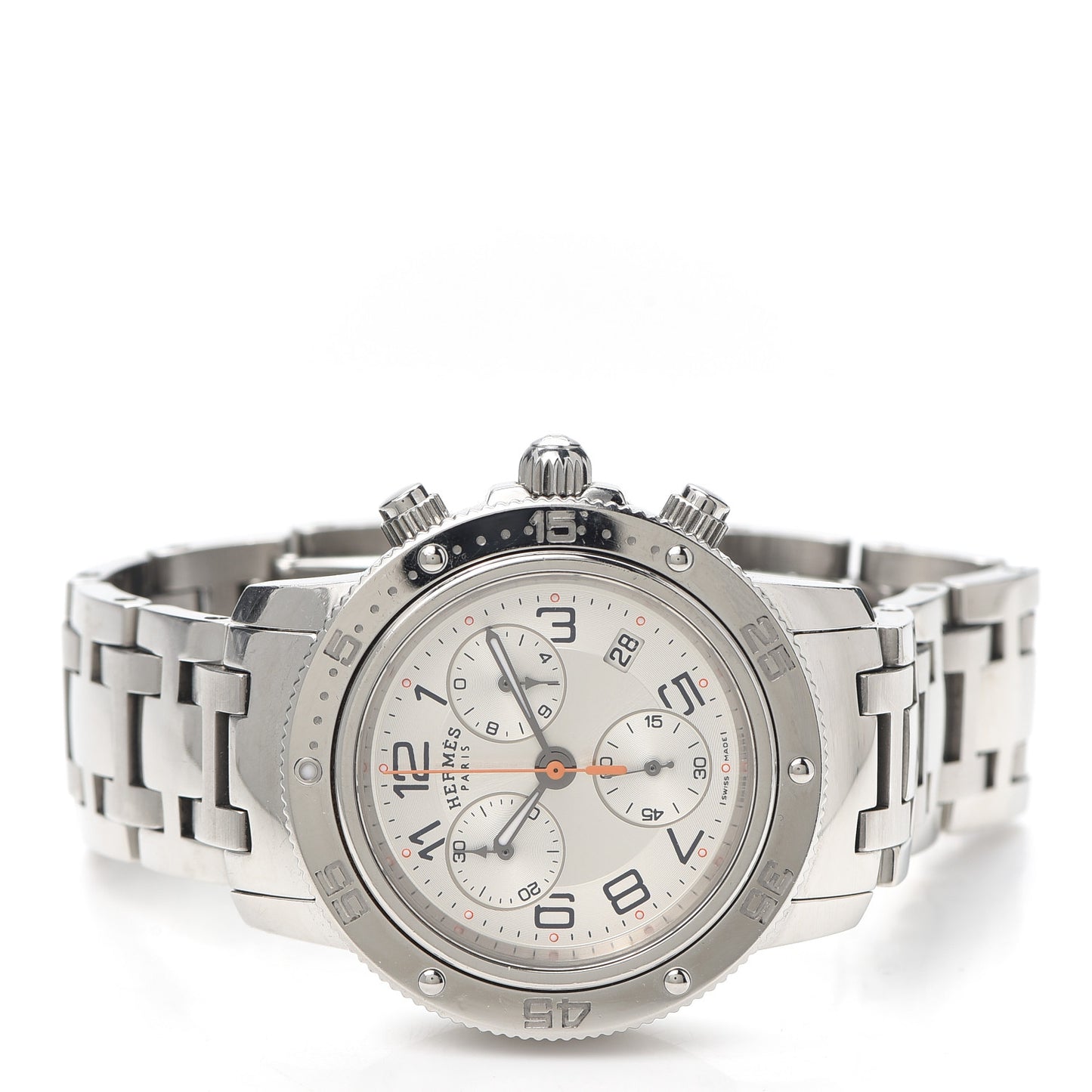 Stainless Steel 36mm Clipper Chronograph Quartz Watch Silver