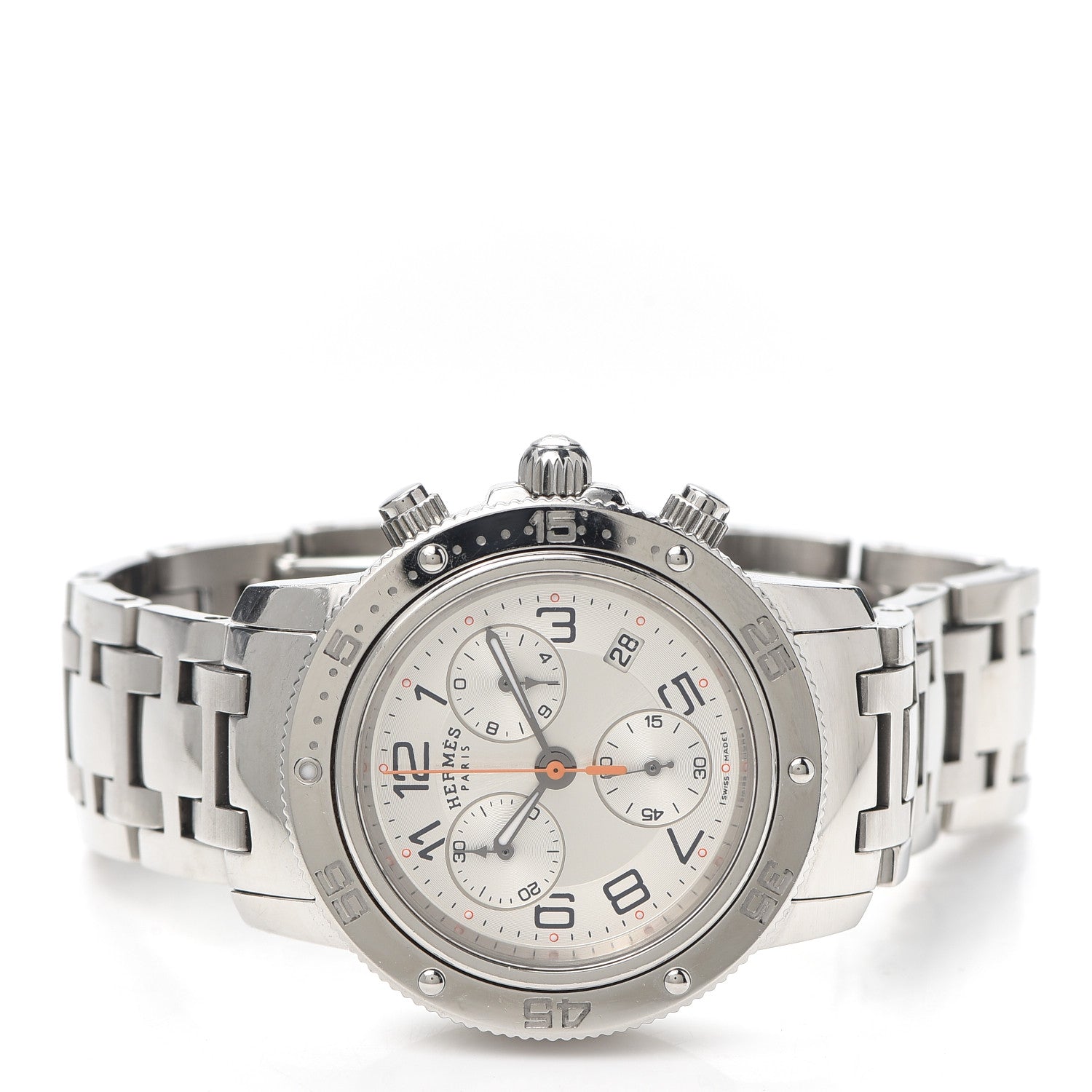 Hermes Stainless Steel 36mm Clipper Chronograph Quartz Watch Silver 2 of 5