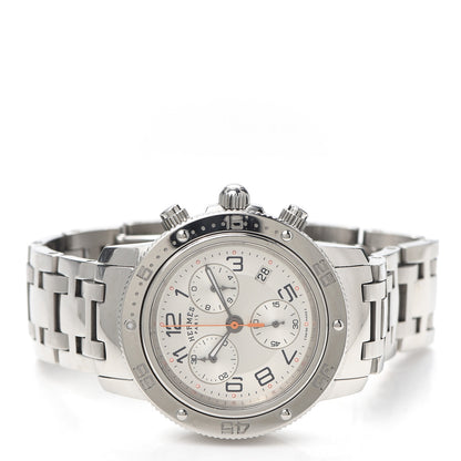 Hermes Stainless Steel 36mm Clipper Chronograph Quartz Watch Silver 2 of 5