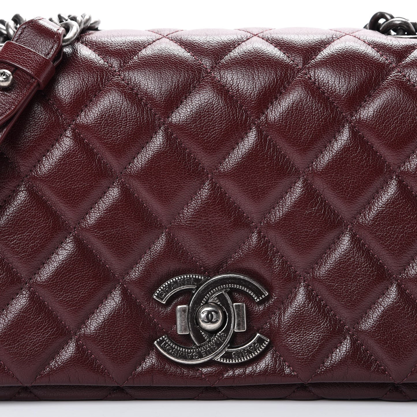 Goatskin Quilted Medium City Rock Flap Burgundy