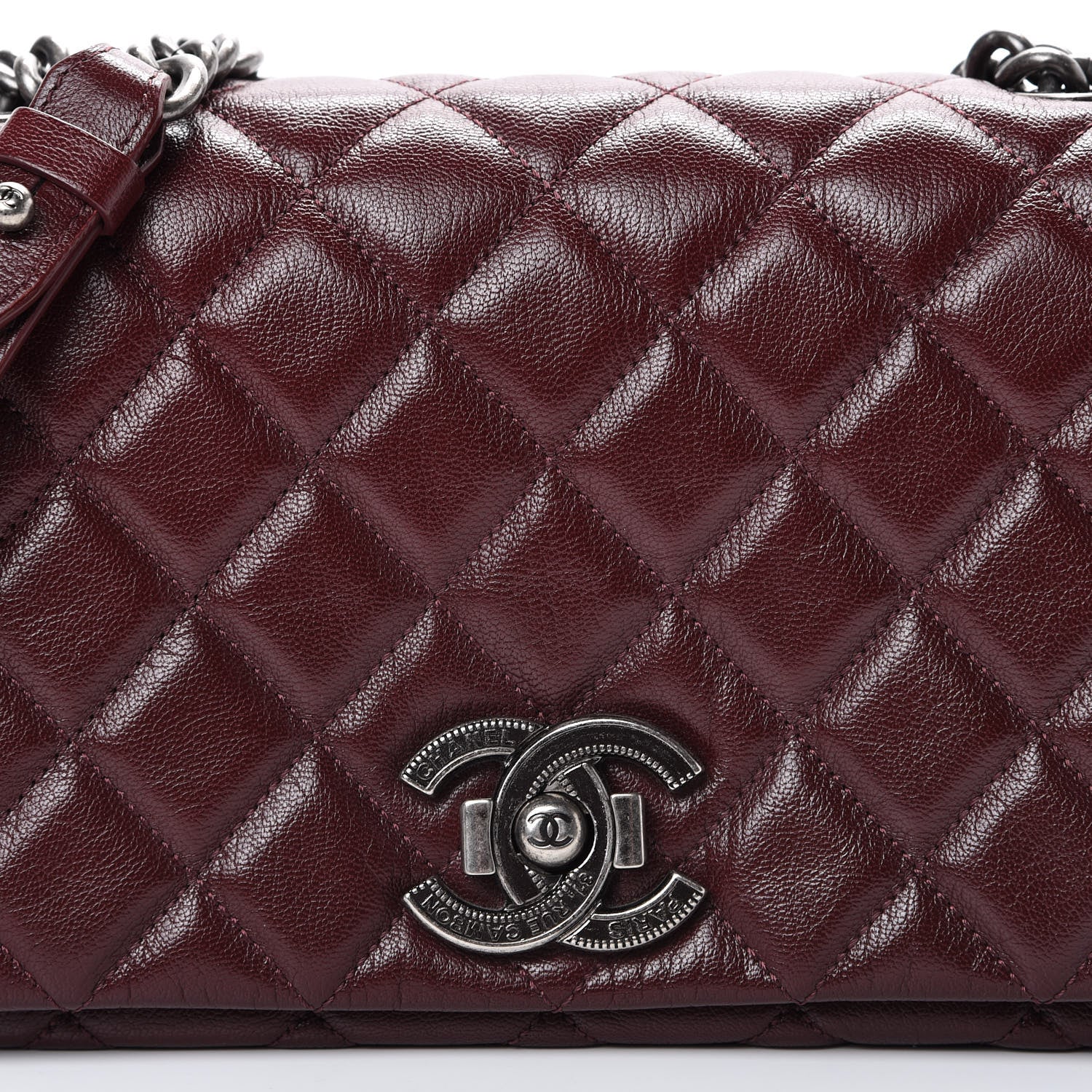 Chanel Goatskin Quilted Medium City Rock Flap Burgundy 7 of 10