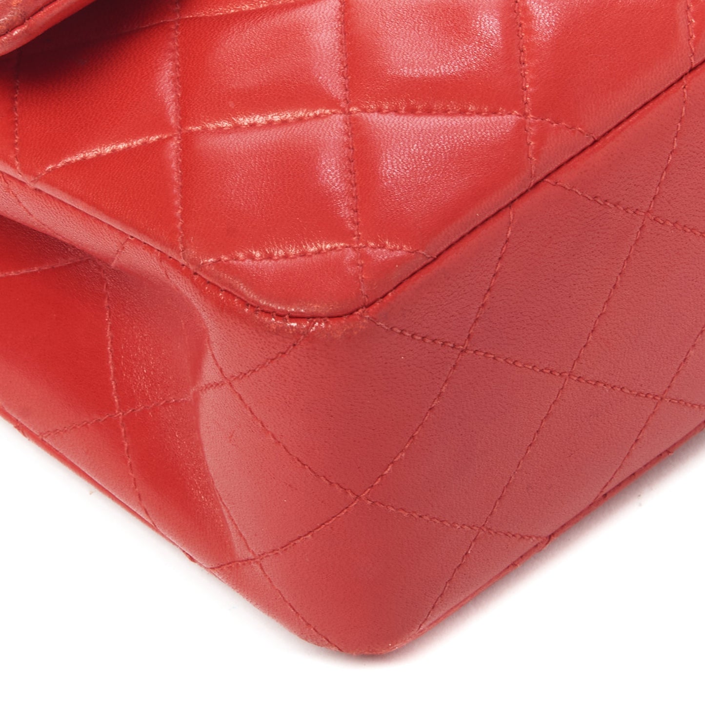 Lambskin Quilted Small Double Flap Red