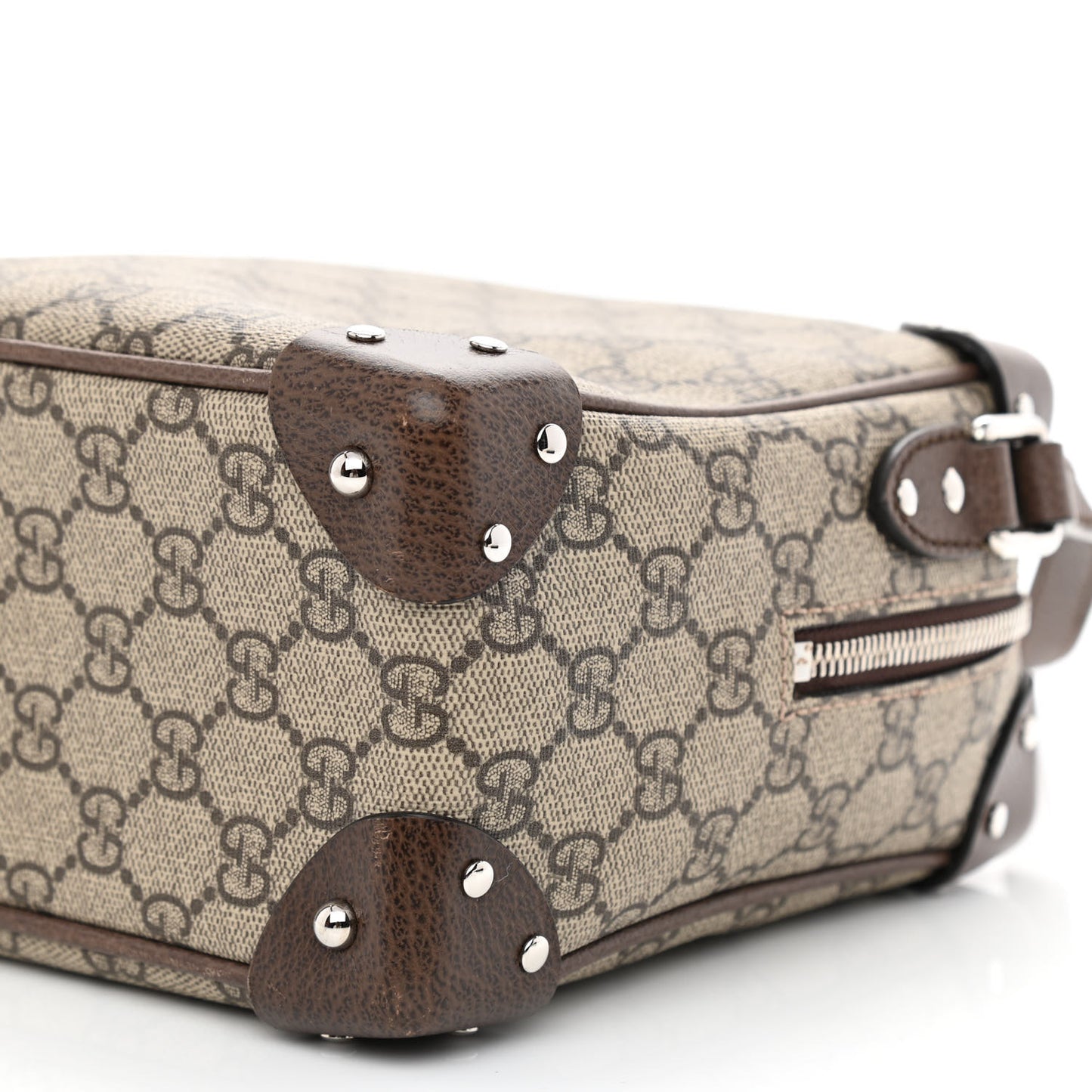 GG Supreme Monogram Textured Calfskin Square Messenger Bag Beige Ebony New Acero