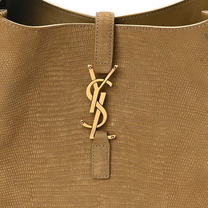 Saint Laurent Suede Lizard Embossed Small Le 5 A 7 Soft Hobo Dark Pistachio 7 of 11