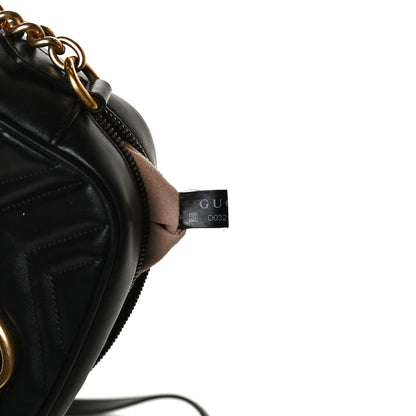 Gucci Calfskin Matelasse Small GG Marmont Chain Shoulder Bag Black 8 of 15