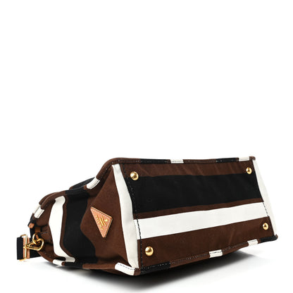 Prada Canvas Canapa Righe Striped Top Handle Satchel Tabacco 3 of 4