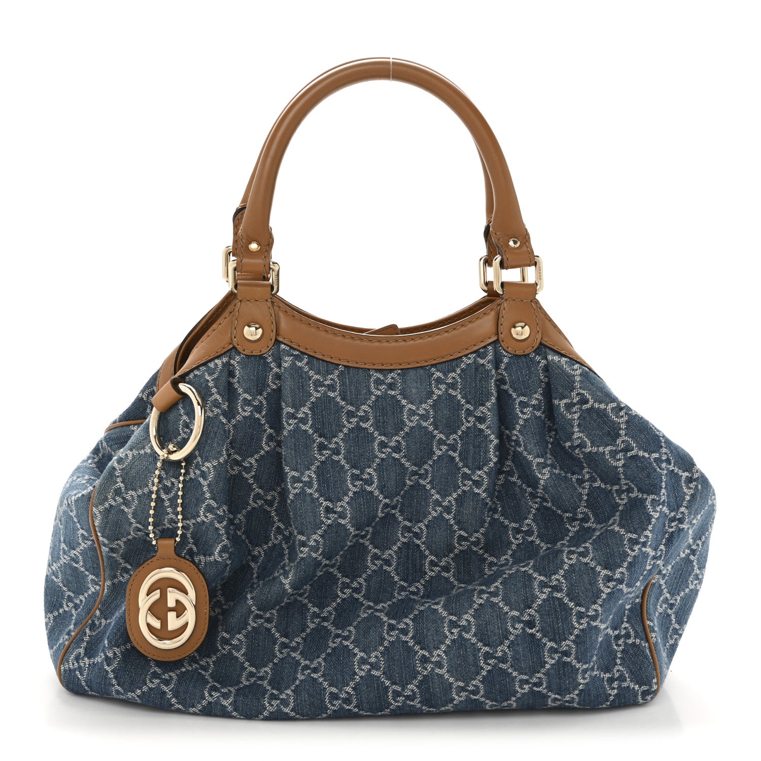 Gucci Denim Monogram Medium Sukey Tote Blue 1 of 12
