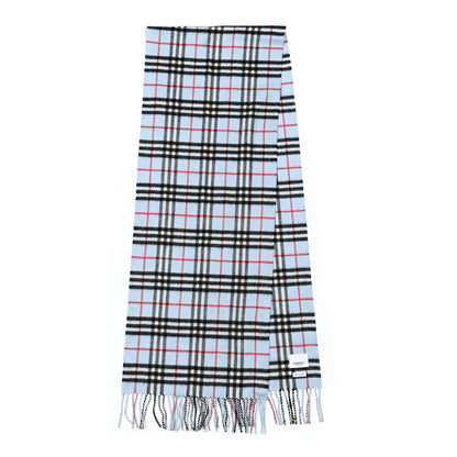 Burberry Cashmere House Check Striped Fringe Scarf Blue 2 of 3