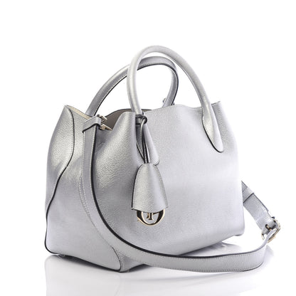 Christian Dior Metallic Supple Grained Calfskin Medium Open Bar Tote Silver 4 of 11