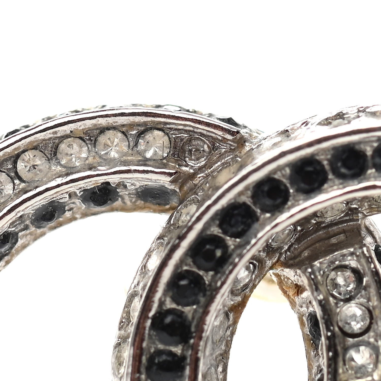 Chanel Crystal CC Earrings Gold Black 5 of 6