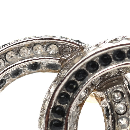 Chanel Crystal CC Earrings Gold Black 5 of 6