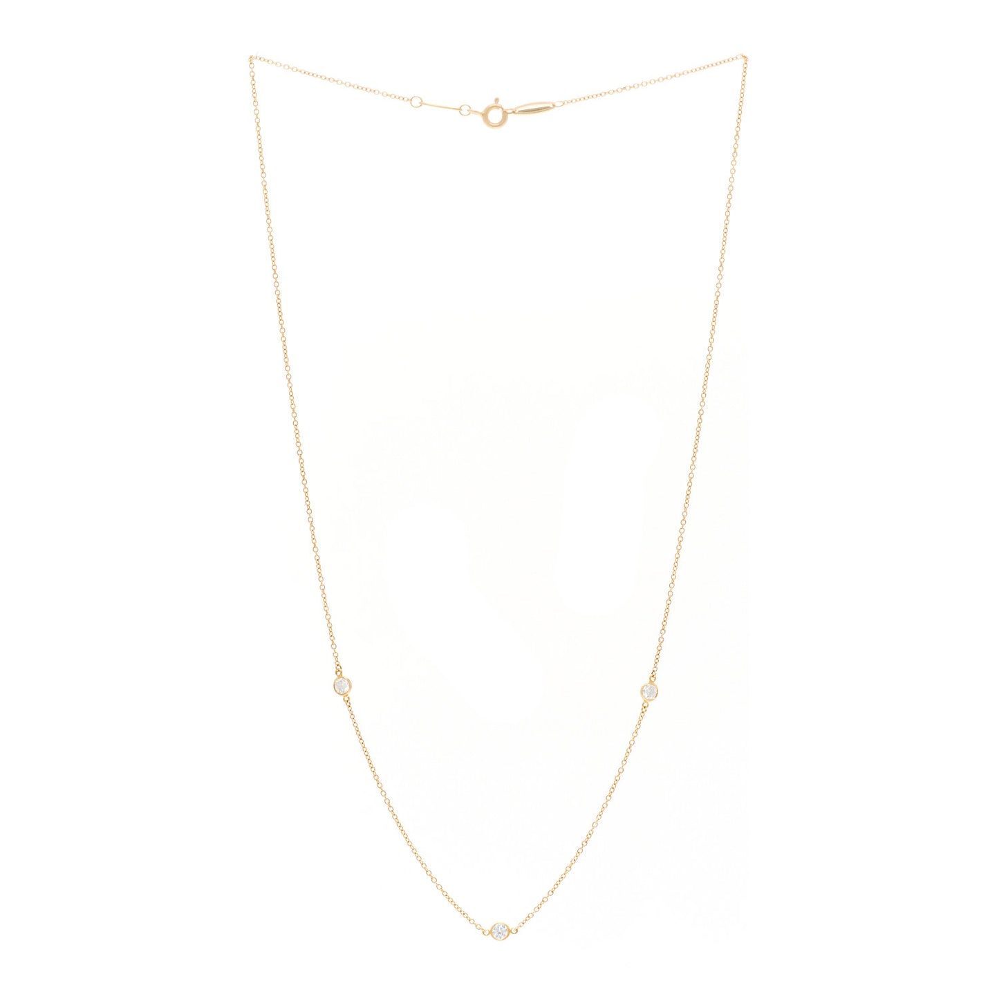 18K Yellow Gold Elsa Peretti Diamonds by the Yard 3 Station Necklace