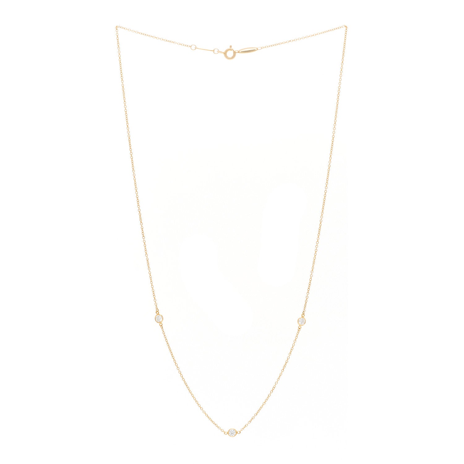 Tiffany 18K Yellow Gold Elsa Peretti Diamonds by the Yard 3 Station Necklace 3 of 5