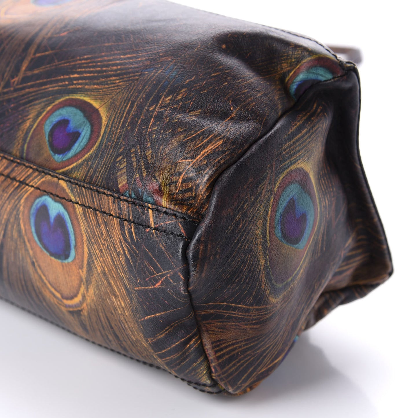 Calfskin Peacock Print Mini Pandora Multicolor