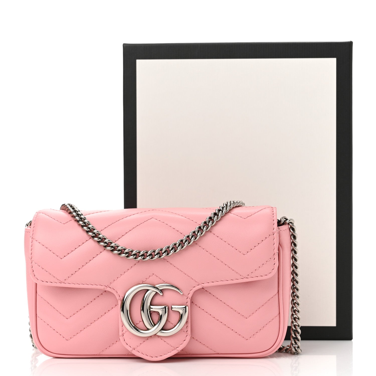 Gucci Calfskin Matelasse Super Mini GG Marmont Shoulder Bag Wild Rose 10 of 10