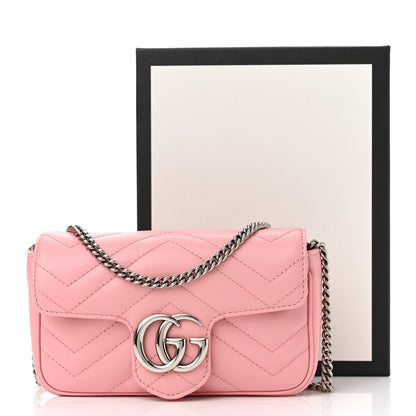 Gucci Calfskin Matelasse Super Mini GG Marmont Shoulder Bag Wild Rose 10 of 10