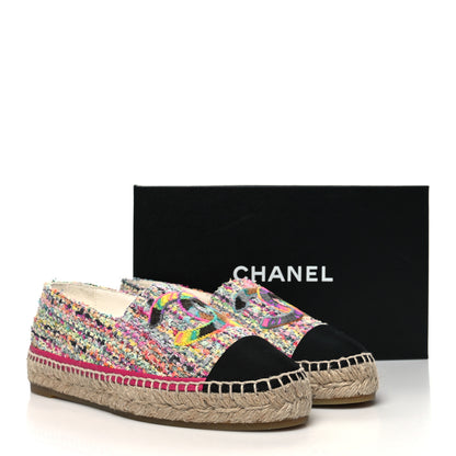Chanel Tweed CC Espadrilles 39 Pink Multicolor Black 9 of 9
