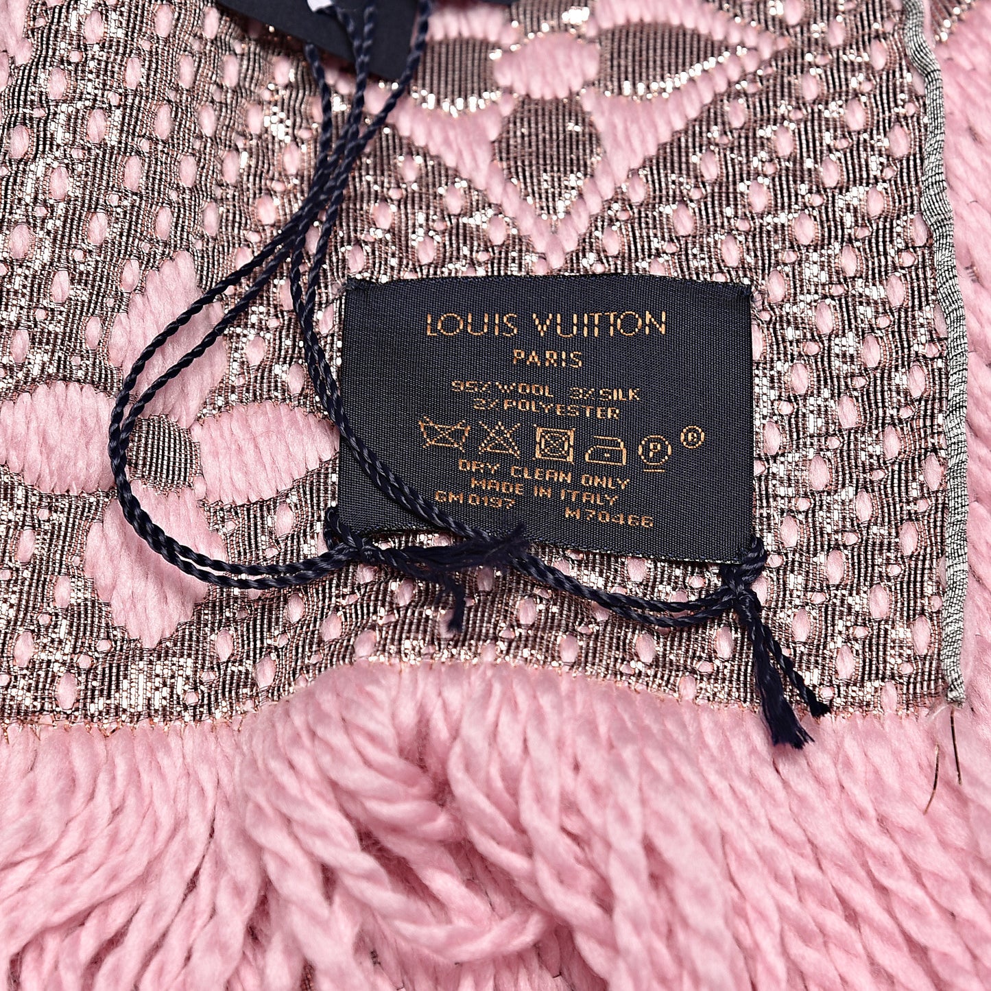 Wool Silk Logomania Shine Scarf Pink