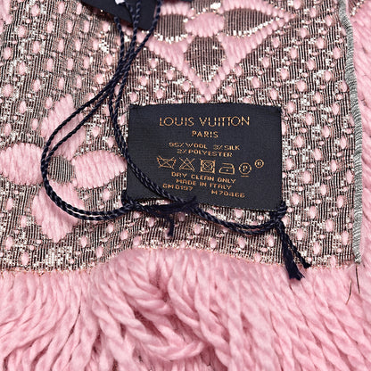 Louis Vuitton Wool Silk Logomania Shine Scarf Pink 4 of 4