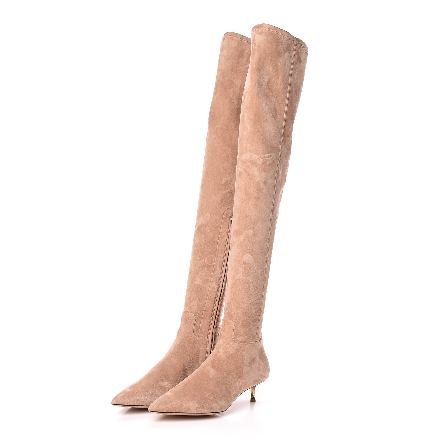 Valentino Garavani Suede Over The Knee Boots 37.5 Skin Sorbet 3 of 8