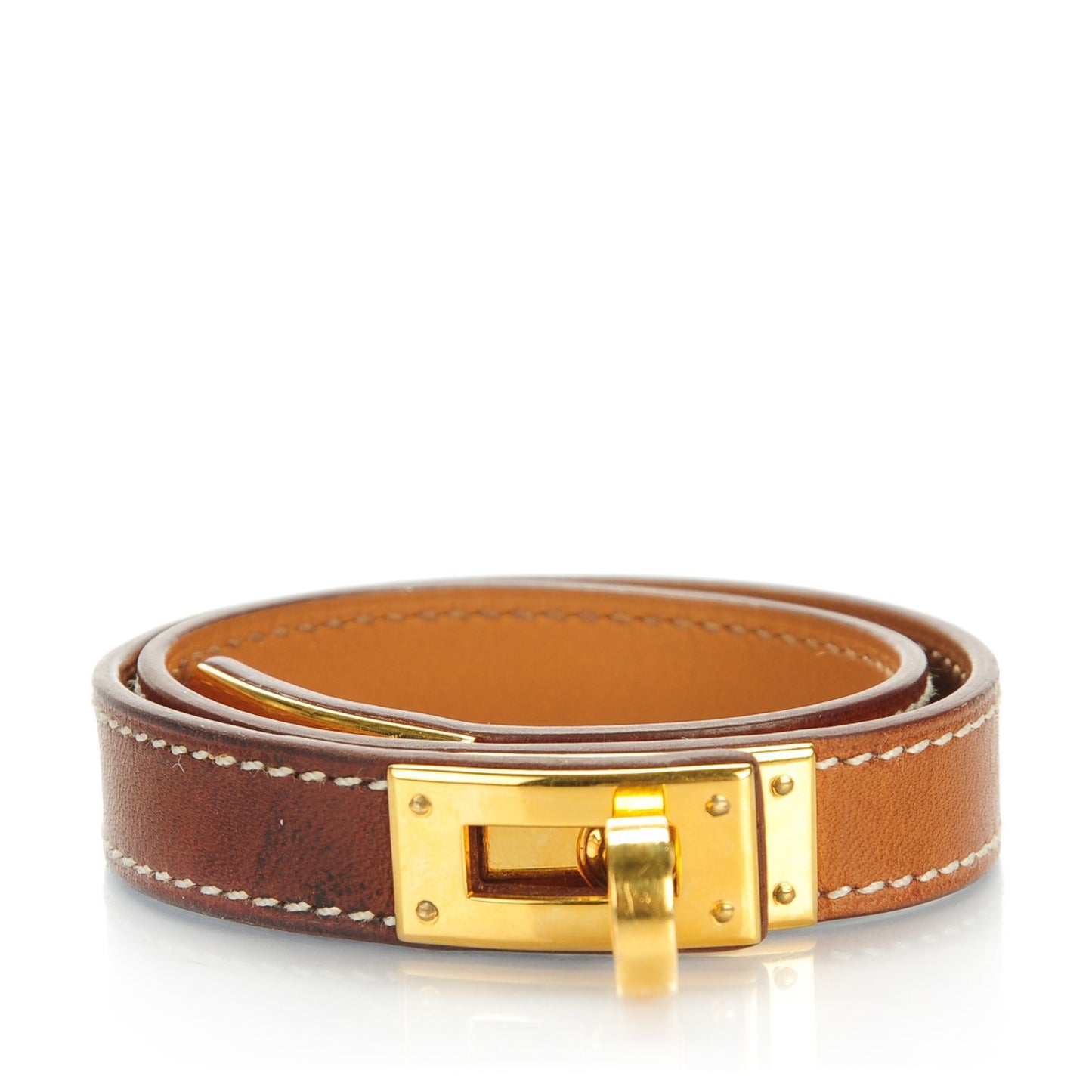 Natural Barenia Kelly Double Tour Bracelet Medium