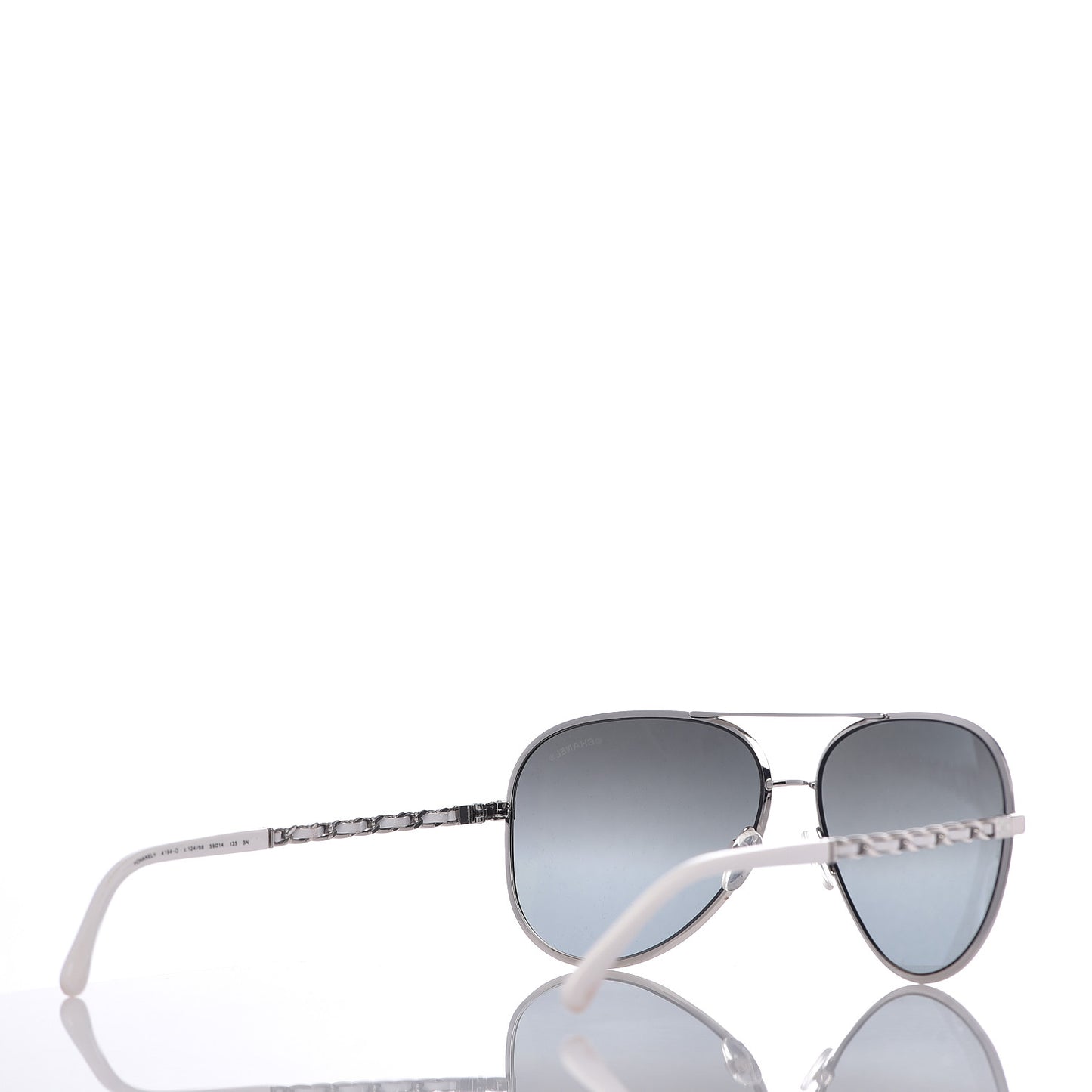 Lambskin Aviator Chain Sunglasses 4194-Q White