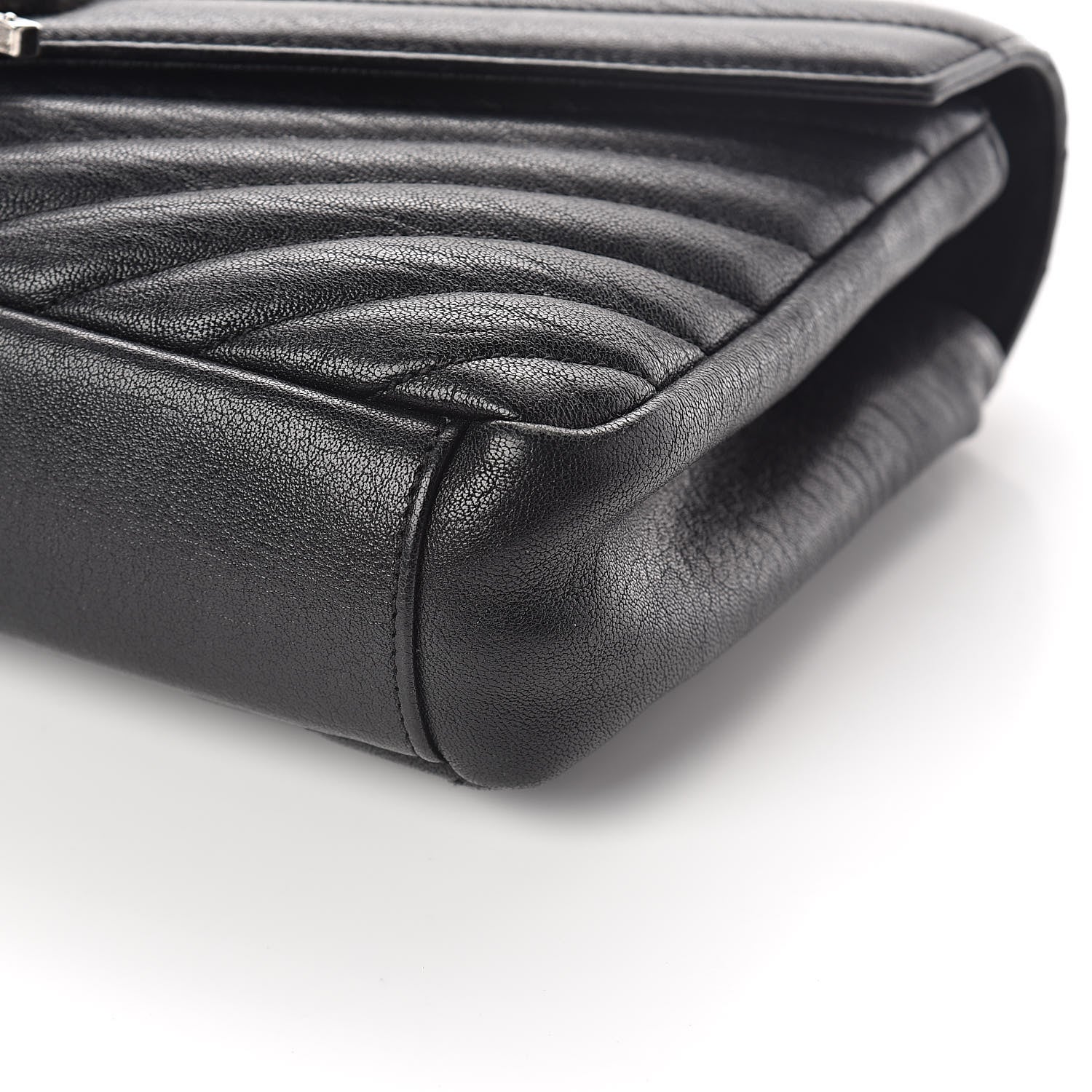 Saint Laurent Sheepskin Matelasse Chevron Monogram Medium College Bag Black 8 of 8