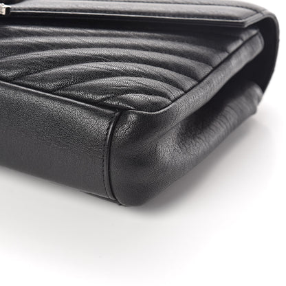 Saint Laurent Sheepskin Matelasse Chevron Monogram Medium College Bag Black 8 of 8