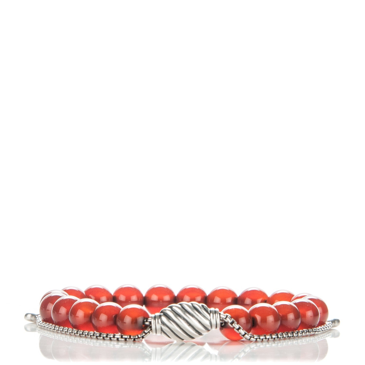 David Yurman Sterling Silver Carnelian 8mm Spiritual Beads Bracelet 1 of 5