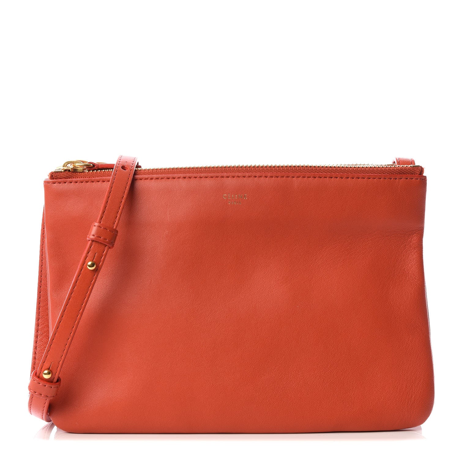 Celine Lambskin Small Trio Crossbody Bag Light Ruby 1 of 9