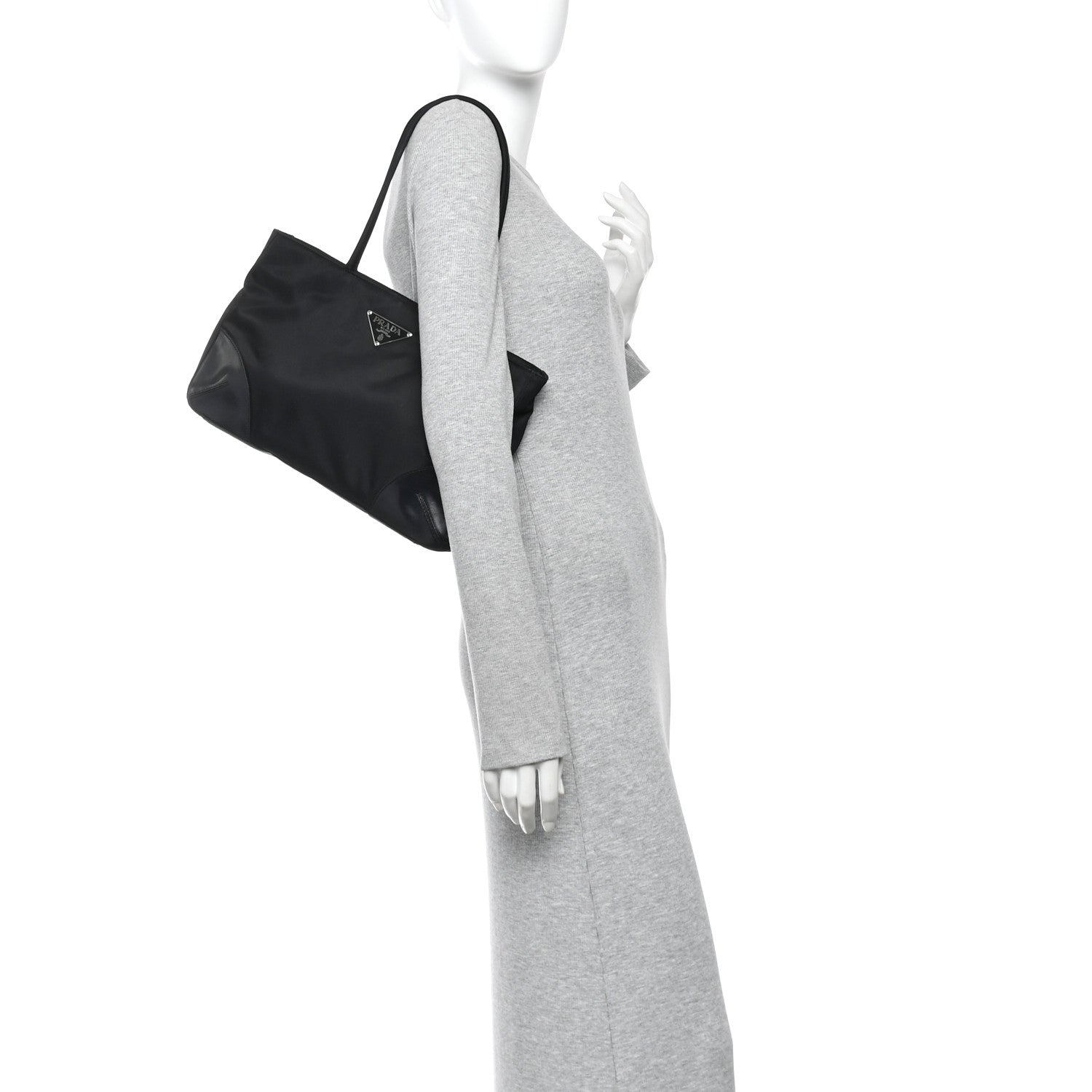 Prada Tessuto Nylon Calfskin Shopping Tote Black 2 of 11