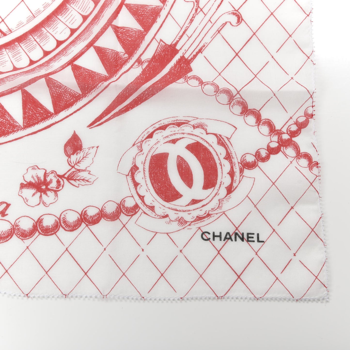 Cotton Havana Cuba Scarf White Red