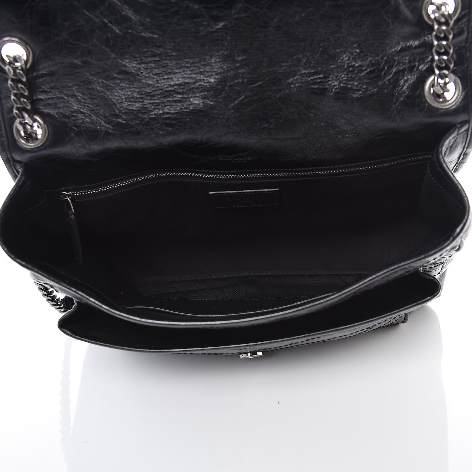 Saint Laurent Crinkled Calfskin Matelasse Monogram Large Niki Chain Satchel Black 5 of 8