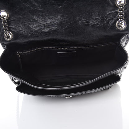 Saint Laurent Crinkled Calfskin Matelasse Monogram Large Niki Chain Satchel Black 5 of 8