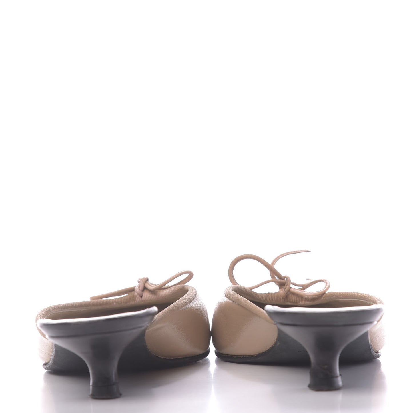 Lambskin Cap Toe CC Mules 38 Beige Black