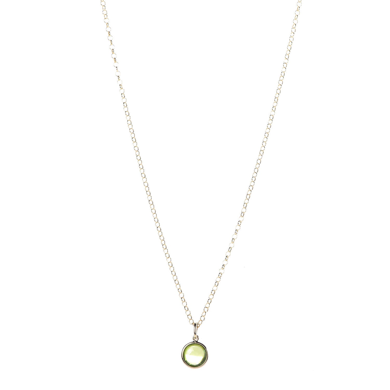 Tiffany 18K Yellow Gold Peridot Paloma Picasso Dot Charm Pendant Necklace 1 of 7