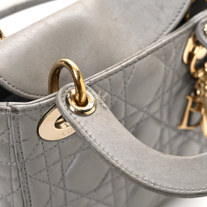 Christian Dior Metallic Lambskin Cannage Mini Lady Dior Grey 14 of 19