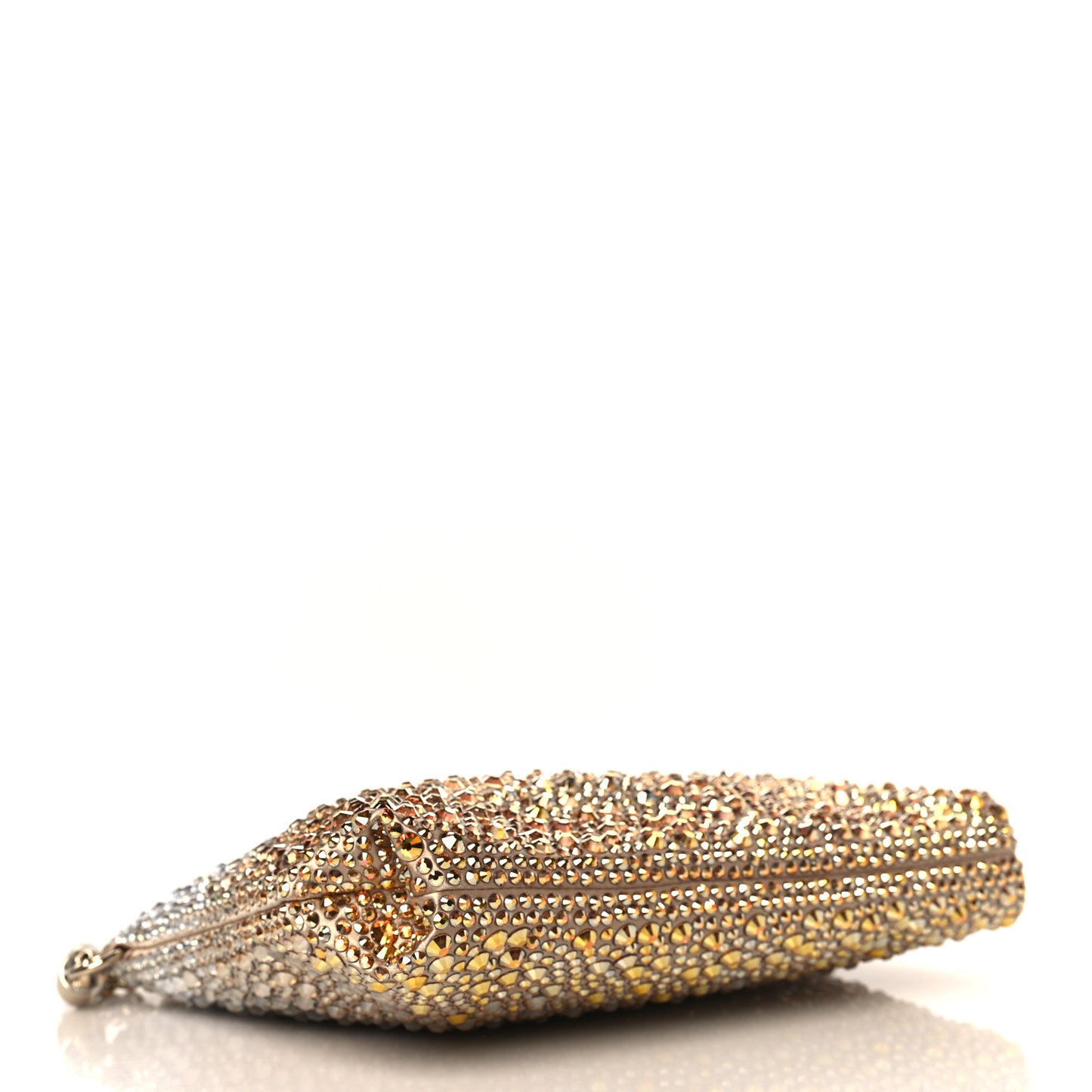 Satin Crystal Embellished Callie Tasseled Clutch Gold