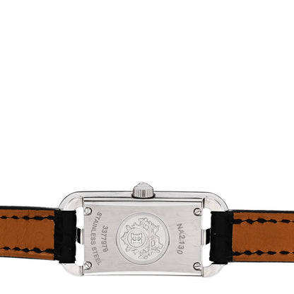 Hermes Stainless Steel Alligator Diamond 17mm Nantucket Serti Joaillier Quartz Watch Noir 4 of 5
