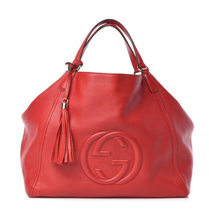 Gucci Pebbled Calfskin Large Soho Shoulder Bag Red 1 of 13